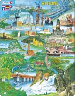 Larsen Rahmen-Puzzle, 75 Teile, 36x28 Cm, Karte Rhein