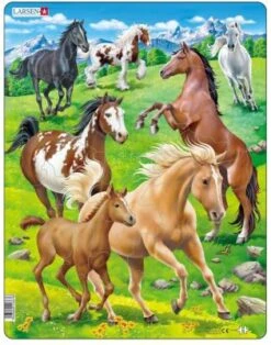 Larsen Rahmen-Puzzle, 65 Teile, 36x28 Cm, Pferde
