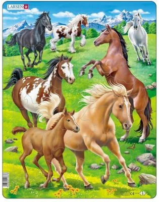 Larsen Rahmen-Puzzle, 65 Teile, 36x28 Cm, Pferde 1 Larsen Rahmen-Puzzle, 65 Teile, 36x28 Cm, Pferde