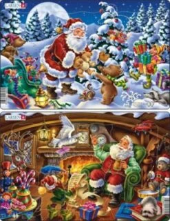Larsen Weihnachts-Rahmen-Puzzle, 15 Teile, 36x28 Cm, Weihnachtsmann