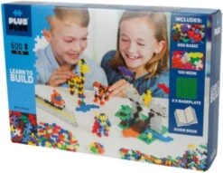 PLUS-PLUS Learn To Build Kreativ Bausteine Inkl. Bauplatte, 600 Teile, Basic/neon