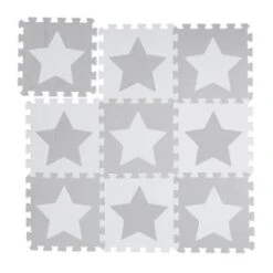 Relaxdays 9 X Puzzlematte Sterne Weiß-grau