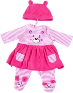 BAYER Kleider Für Puppen 33-38 Cm: 3-tlg. - Kleid, Hose, Mütze, Rosa/pink