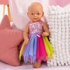BAYER Pailletten-Kleid Für Puppen 40-46 Cm, Rosa/gelb 8 BAYER Pailletten-Kleid Für Puppen 40-46 Cm, Rosa/gelb -Billiges Spielzeug Geschäft 16933576 04