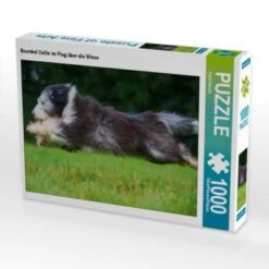 CALVENDO® Puzzle CALVENDO Puzzle Bearded Collie Im Flug über Die Wiese - 1000 Teile Foto-Puzzle Für Glückliche Stunden