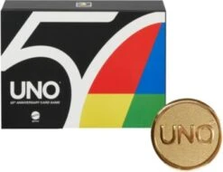 Mattel Games 50 Jahre UNO Premium-Jubiläumsedition Mit Münze, Kartenspiel