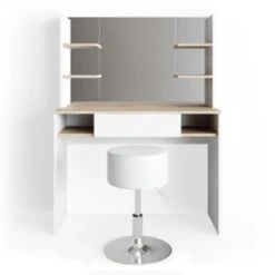 Vicco Schminktisch DAENERYS Weiß-Sonoma Frisiertisch Frisierkommode Spiegel Hocker