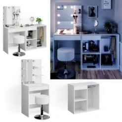 Vicco Schminktisch Frisiertisch Isabelle LED-Beleuchtung Hocker Beistellschrank -Billiges Spielzeug Geschäft 19337289 03