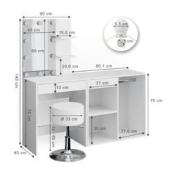 Vicco Schminktisch Frisiertisch Isabelle LED-Beleuchtung Hocker Beistellschrank -Billiges Spielzeug Geschäft 19337289 04