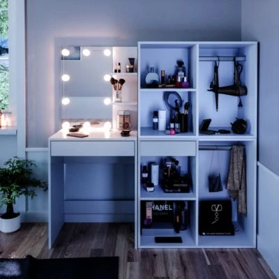 Vicco Schminktisch Frisiertisch Kommode Isabelle LED-Beleuchtung Beistellschrank 1 Vicco Schminktisch Frisiertisch Kommode Isabelle LED-Beleuchtung Beistellschrank