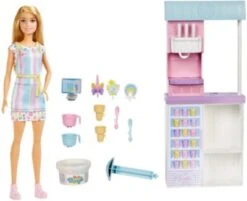 Barbie Eisdiele Mit Puppe (blond), Barbie Set Inkl. Zubehör, Anziehpuppe