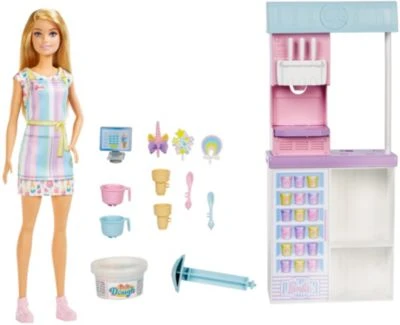 Barbie Eisdiele Mit Puppe (blond), Barbie Set Inkl. Zubehör, Anziehpuppe 1 Barbie Eisdiele Mit Puppe (blond), Barbie Set Inkl. Zubehör, Anziehpuppe