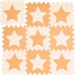 Relaxdays 9 X Puzzlematte Sterne Orange-beige