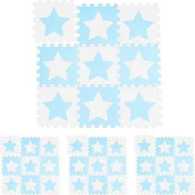 Relaxdays 36 X Puzzlematte Sterne Weiß-blau 1 Relaxdays 36 X Puzzlematte Sterne Weiß-blau