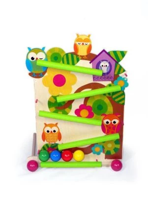 HESS Holzspielzeug Kugelbahn Mit Eulen 1 HESS Holzspielzeug Kugelbahn Mit Eulen