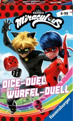 Ravensburger Mitbringspiel – 20893 – Miraculous Würfel-Duell, Spannendes Würfelspiel Mit Lady Bug Und Cat Noir Ab 6 Jahren