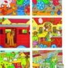 Woodyland Holzspielzeug Puzzle "Zug -Tiere - Futter"