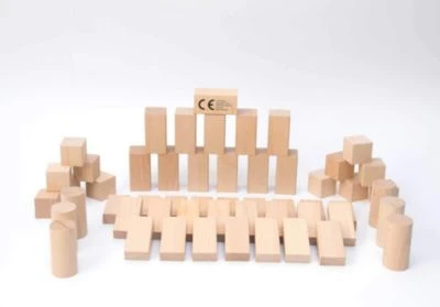 LEO & EMMA Holzspielzeug Öko Holzbausteine 54teilig In Schönem Baumwollbeutel 2 LEO & EMMA Holzspielzeug Öko Holzbausteine 54teilig In Schönem Baumwollbeutel – Bild 2