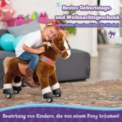 PonyCycle Kinder Reitspielzeug Braun Pferd Mit Bremsen Mit Klang Für 3-5 Jahre Kinder Reittier Tretauto -Billiges Spielzeug Geschäft 24927805 03