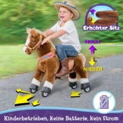 PonyCycle Kinder Reitspielzeug Braun Pferd Mit Bremsen Mit Klang Für 3-5 Jahre Kinder Reittier Tretauto -Billiges Spielzeug Geschäft 24927805 05