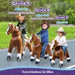 PonyCycle Kinder Reitspielzeug Braun Pferd Mit Bremsen Mit Klang Für 3-5 Jahre Kinder Reittier Tretauto -Billiges Spielzeug Geschäft 24927805 06