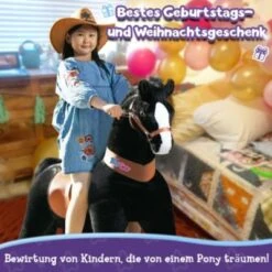 PonyCycle Quad Reitpferd Kinder Reittier Kinderfahrzeuge Kuscheltiere Aufsitz Plüsch Fohlen Schwarz Pferd Mit Bremsen Mit Klang Für Alter 7+ -Billiges Spielzeug Geschäft 25233437 03