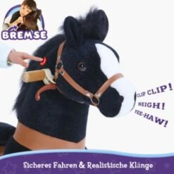 PonyCycle Quad Reitpferd Kinder Reittier Kinderfahrzeuge Kuscheltiere Aufsitz Plüsch Fohlen Schwarz Pferd Mit Bremsen Mit Klang Für Alter 7+ -Billiges Spielzeug Geschäft 25233437 04