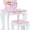 COSTWAY® Schminktisch Mit Hocker Cartoon-Muster