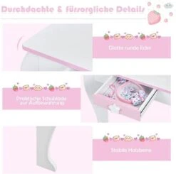 COSTWAY® Schminktisch Mit Hocker Cartoon-Muster -Billiges Spielzeug Geschäft 25309345 03