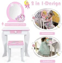 COSTWAY® Schminktisch Mit Hocker Cartoon-Muster -Billiges Spielzeug Geschäft 25309345 04