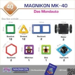 MAGNIKON Magnetische Bausteine “Das Mondauto” - Magnetbau-Set 40-teilig, Magnetbausteine, Ideal Als Konstruktionsspielzeug Zur Förderung Von Kreativität & Motorik, Spielzeug Für Kinder Ab 3 Jahre -Billiges Spielzeug Geschäft 26578555 03