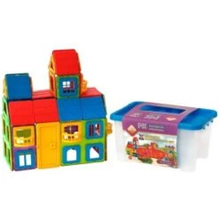 MAGNIKON Magnetische Bausteine MK-84, Magnetbau-Set "Das Schloss", 84-Teilig, Standardgröße, Konstruktion Blöcke