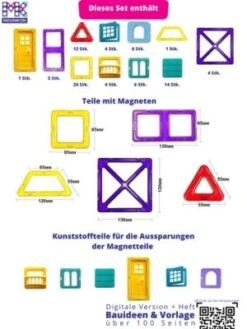 MAGNIKON Magnetische Bausteine MK-84, Magnetbau-Set "Das Schloss", 84-Teilig, Standardgröße, Konstruktion Blöcke -Billiges Spielzeug Geschäft 26669003 04