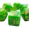 Dice4friends 7-tlg. RPG Würfelset Pearl: Grass/Gold