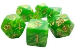 Dice4friends 7-tlg. RPG Würfelset Pearl: Grass/Gold