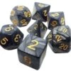 Dice4friends 7-tlg. RPG Würfelset Pearl: Black/Gold