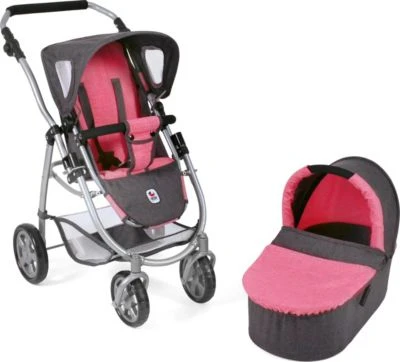 CHIC 2000 Kombi-Puppenwagen Emotion 2 In 1, Melange Anthrazit-pink 1 CHIC 2000 Kombi-Puppenwagen Emotion 2 In 1, Melange Anthrazit-pink