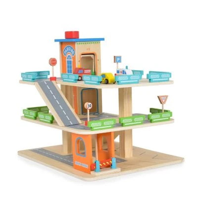 MONI Kinderspielzeug Holz-Parkhaus Drei Etagen 25-tlg. 4 Autos 3 Etagen Parkgaragen 2 MONI Kinderspielzeug Holz-Parkhaus Drei Etagen 25-tlg. 4 Autos 3 Etagen Parkgaragen – Bild 2