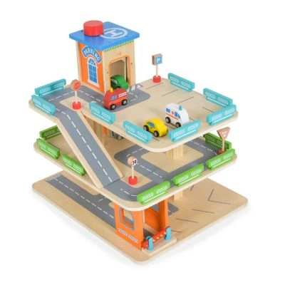 MONI Kinderspielzeug Holz-Parkhaus Drei Etagen 25-tlg. 4 Autos 3 Etagen Parkgaragen 5 MONI Kinderspielzeug Holz-Parkhaus Drei Etagen 25-tlg. 4 Autos 3 Etagen Parkgaragen – Bild 5