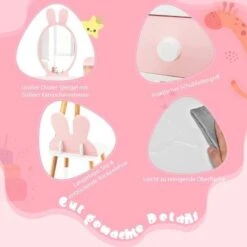 COSTWAY® Schminktisch Hasenform Mit Spiegel & Hocker & 2 Schubladen -Billiges Spielzeug Geschäft 28514573 03