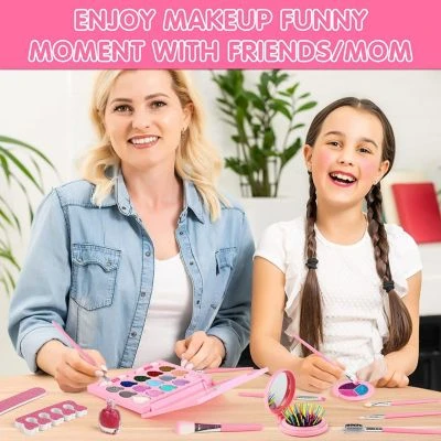 Enbaoxin Kinderschminkspielzeug-Set Kinderschminkset Mädchen Mit Schminkkoffer, Kindermädchen Plüschtasche Kinderschminkspielzeug Geschenk Für Mädchen 3 5 8 Jahre 2 Enbaoxin Kinderschminkspielzeug-Set Kinderschminkset Mädchen Mit Schminkkoffer, Kindermädchen Plüschtasche Kinderschminkspielzeug Geschenk Für Mädchen 3 5 8 Jahre – Bild 2