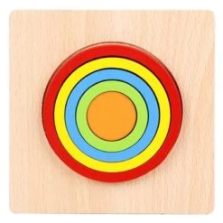 Syntek Kinderaufklärung Früherziehung Bunter Ring Holzspielzeug Kognitives Puzzle Der Geometrischen Formen