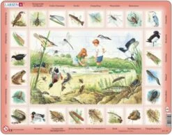 Larsen Rahmen-Puzzle, 48 Teile, 36x28 Cm, Pflanzen Und Tiere Am Teich