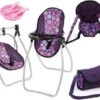 BAYER Puppenzubehör-Set, Lila Mit Puppenautositz Und Puppenbabyschale