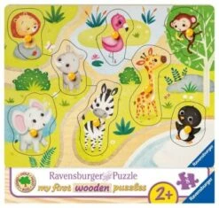 Ravensburger Holz-Puzzle, 8 Teile, 24x18 Cm, Unterwegs Im Zoo